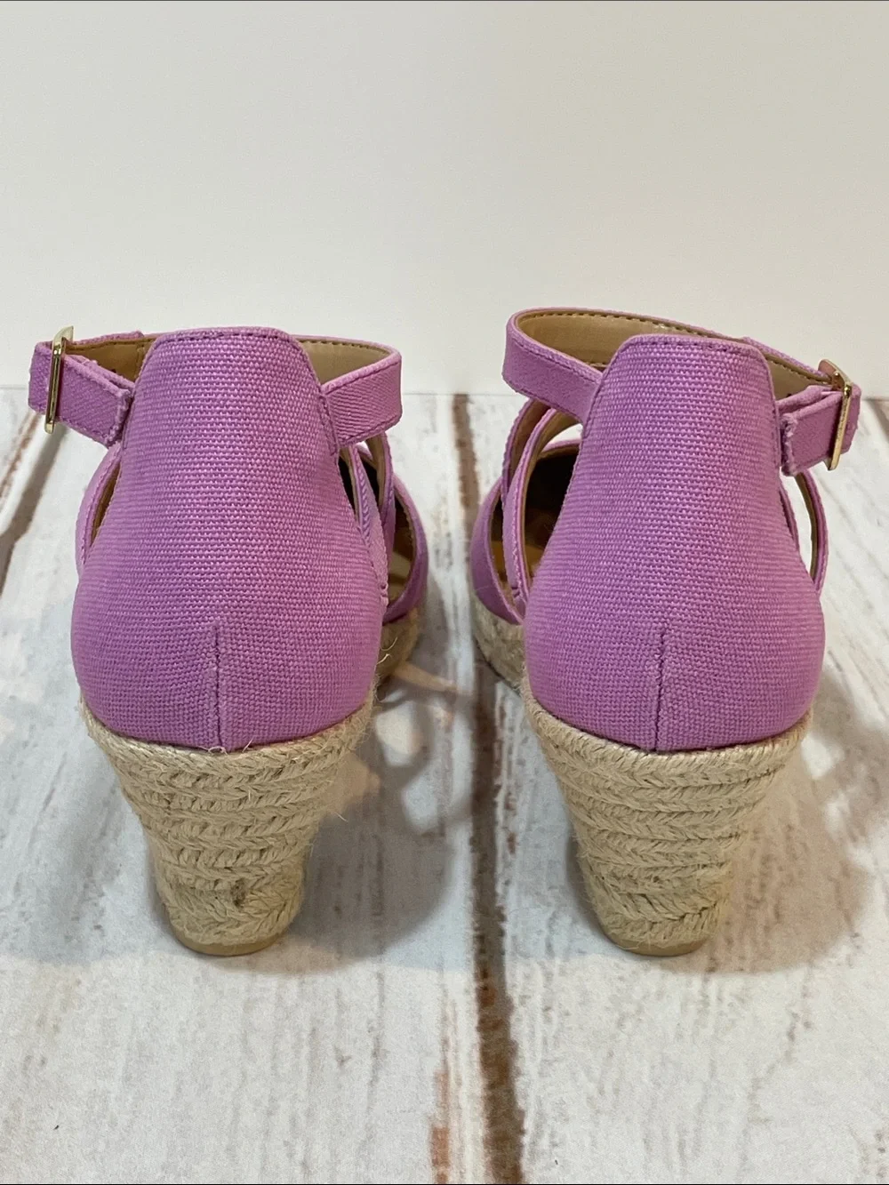 NWT Talbots Lilac Espadrille 7 Wedge Sandals Lyndsay Strappy Ankle Shoes NEW